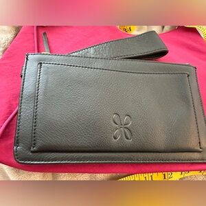 Black Leather Bag with Gold Accents